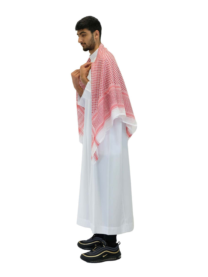 Mens Arab Style Scarf - Red & White - Islamic Impressions