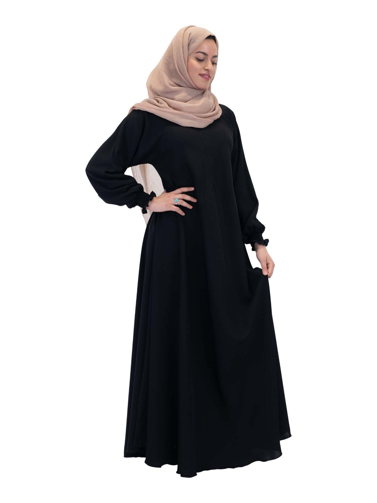 Black Side Zip Abaya, 6