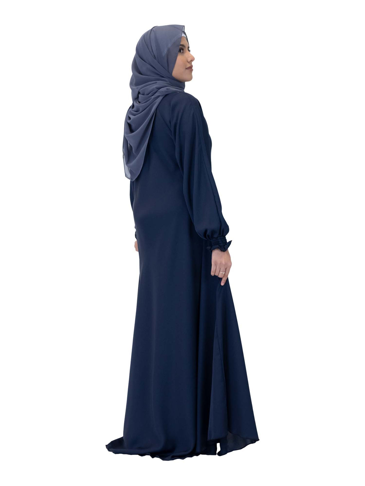 Navy Side Zip Abaya, 4