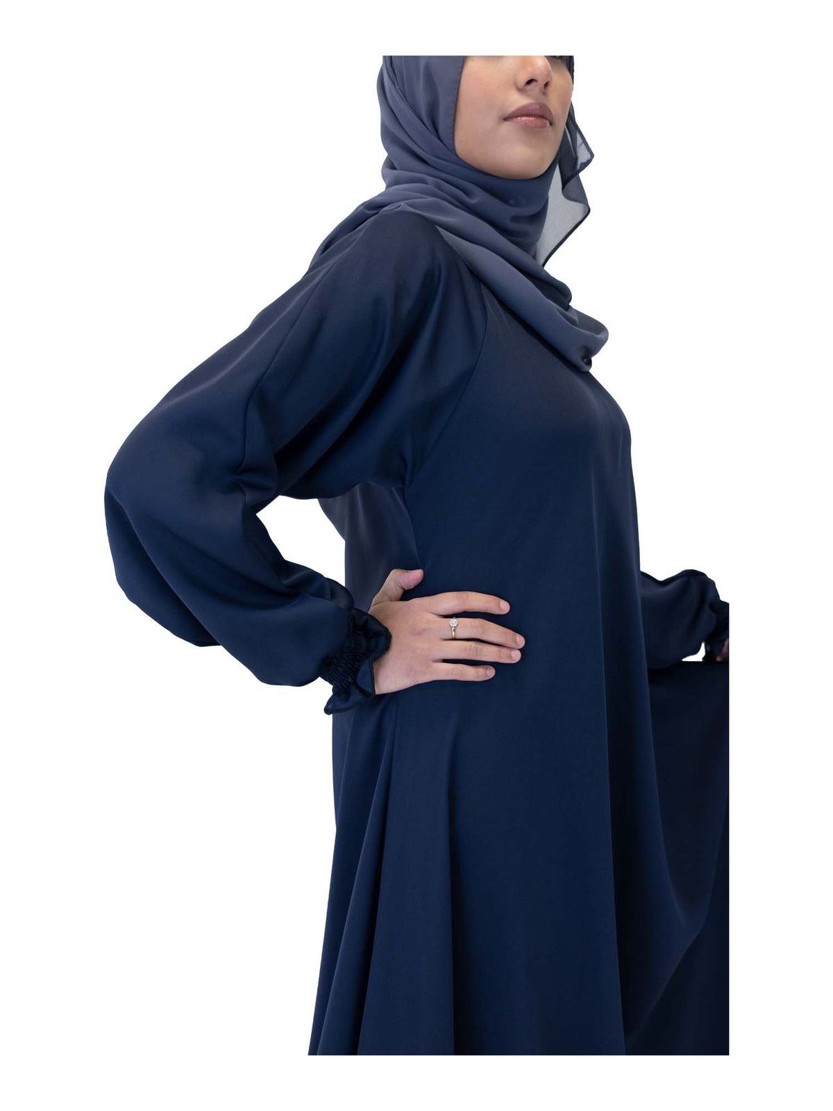 Navy Side Zip Abaya, 5