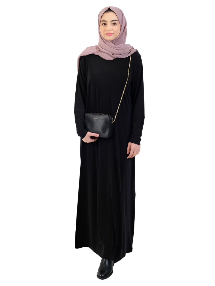 Black Everyday Stretchy Abaya, 1