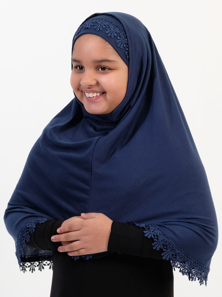 Girls Two Piece Hijab With Crochet (Turkish) - Islamic Impressions