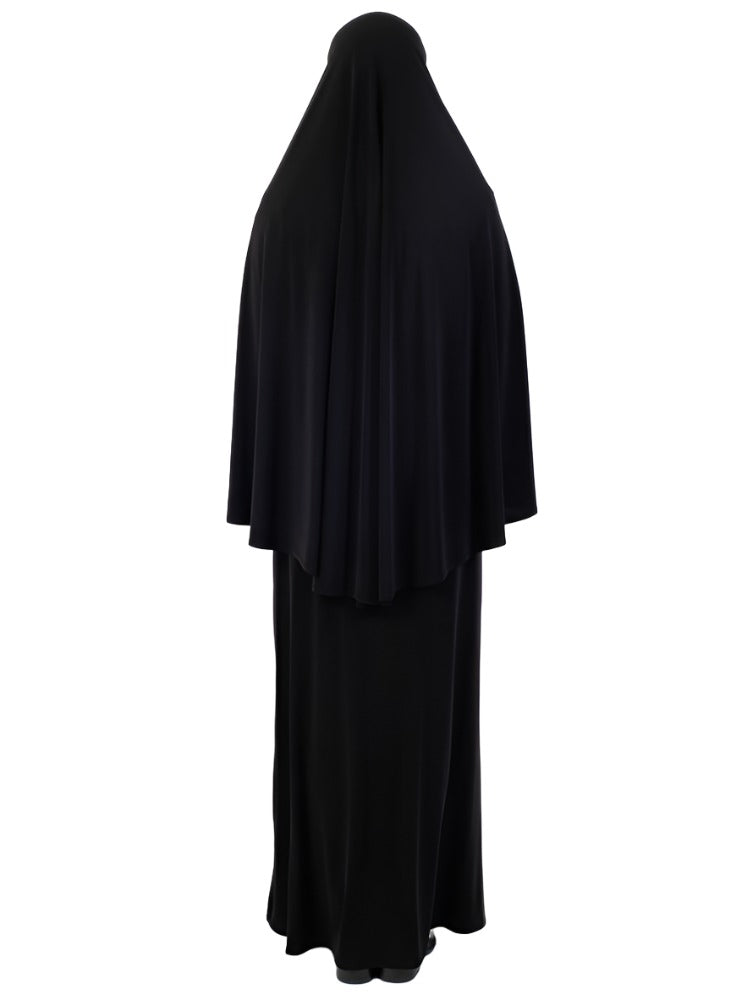 Basic Long One Piece Hijab in Black, view 4