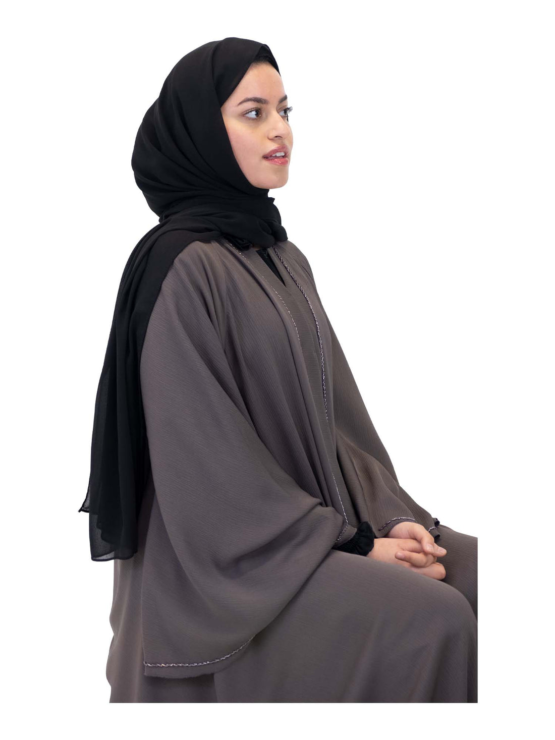 Plain Chiffon Scarf in Black, view 3