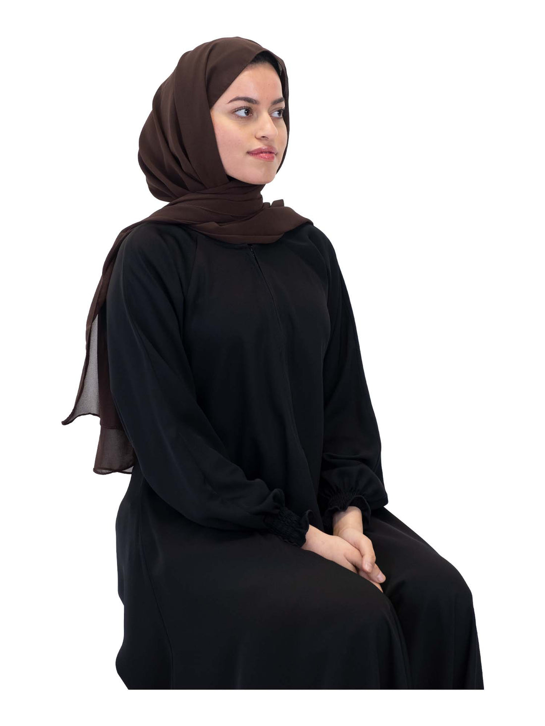 Plain Chiffon Scarf in Coffee, view 1