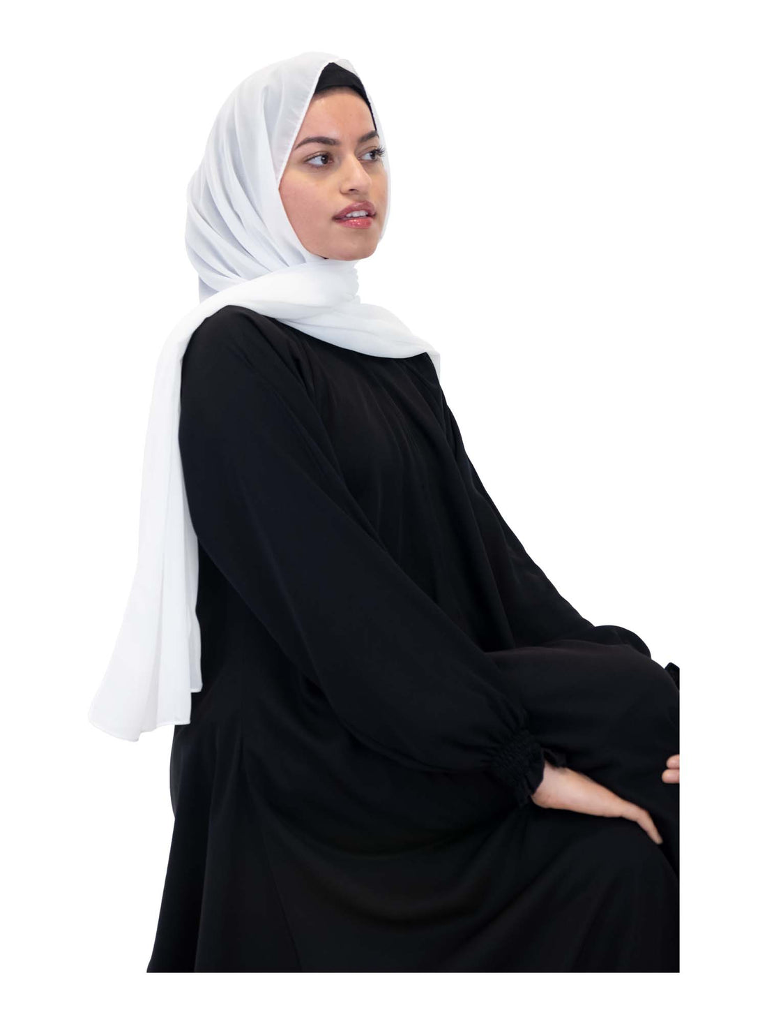 Plain Chiffon Scarf in Cream, view 1