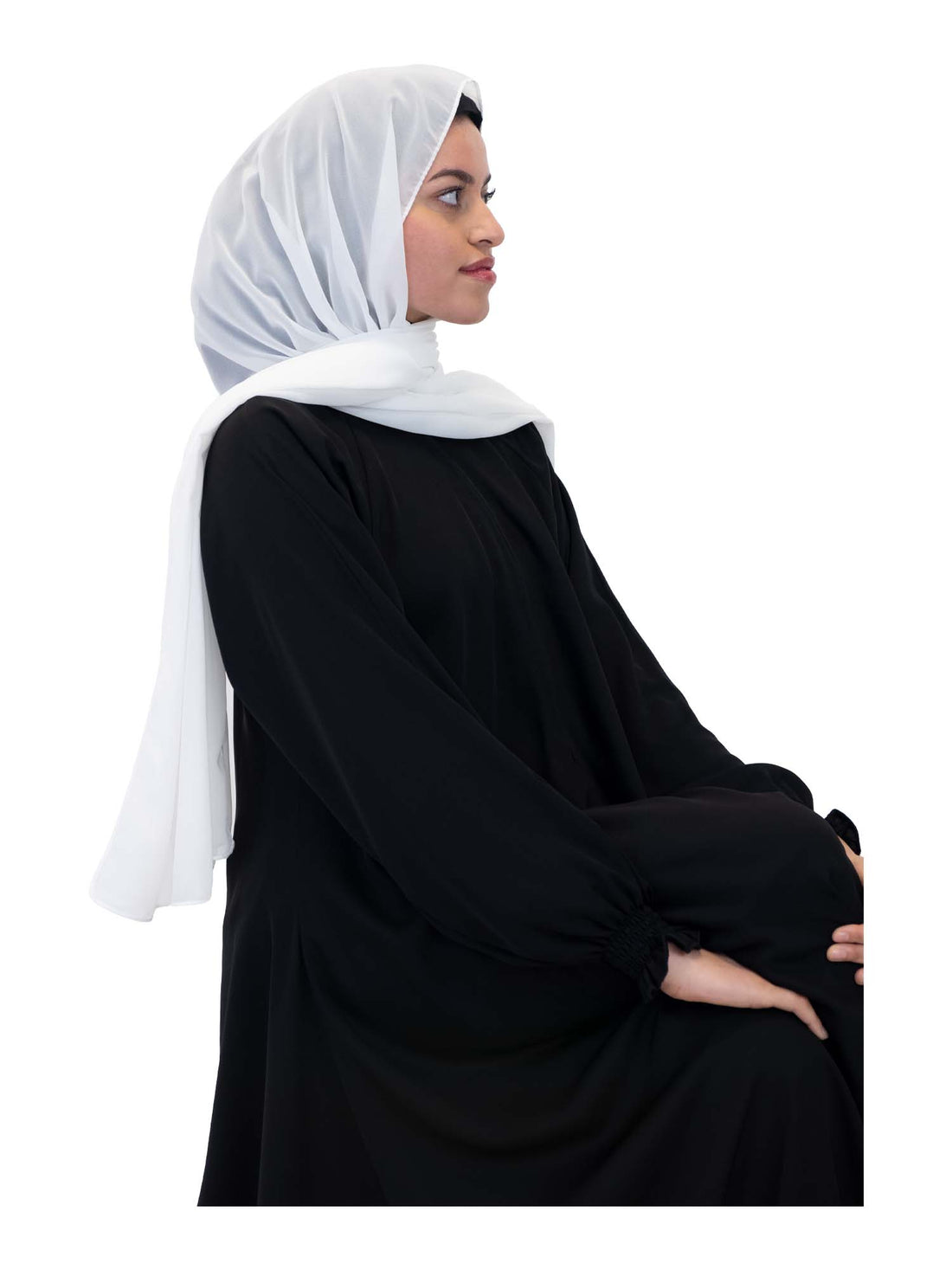 Plain Chiffon Scarf in Cream, view 2