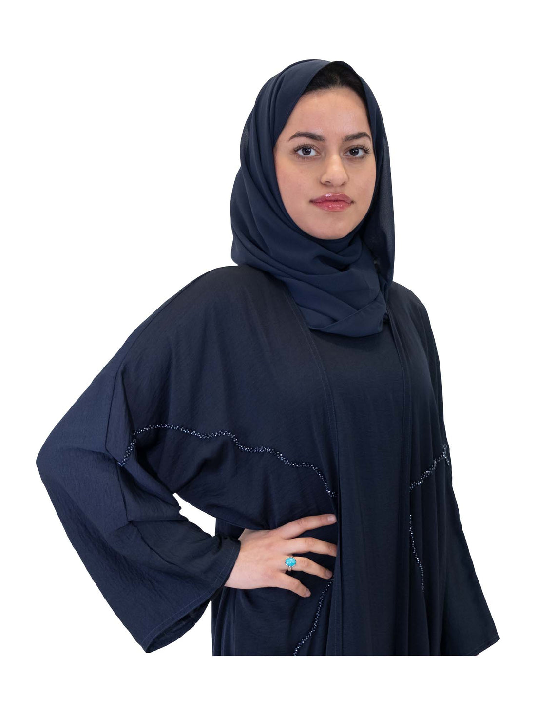 Plain Chiffon Scarf in Navy, view 1