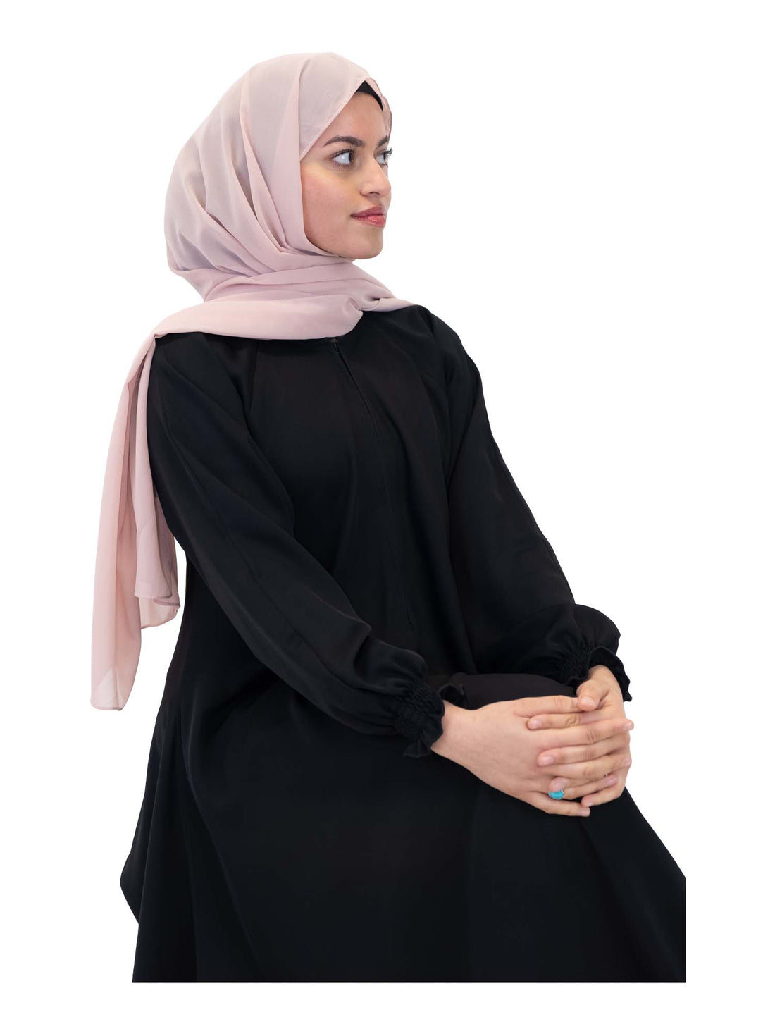 Plain Chiffon Scarf in Nude Pink, view 2