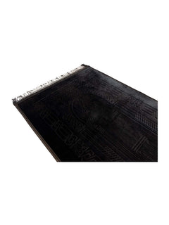 Black large velvet prayer mat surface detail