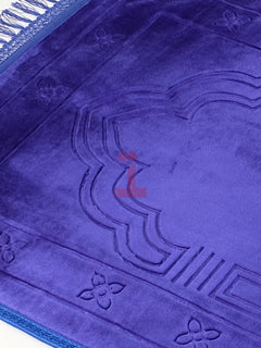 Blue large velvet prayer mat surface detail