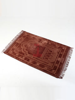Brown large velvet prayer mat, full view