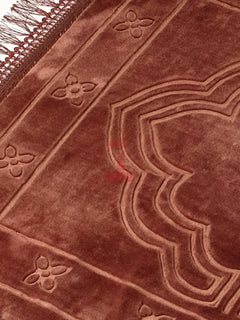 Brown large velvet prayer mat surface detail