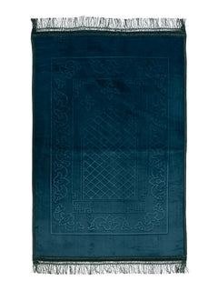 Dark green large velvet prayer mat, full view