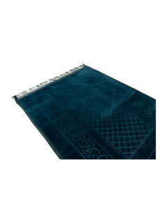 Dark green large velvet prayer mat surface detail
