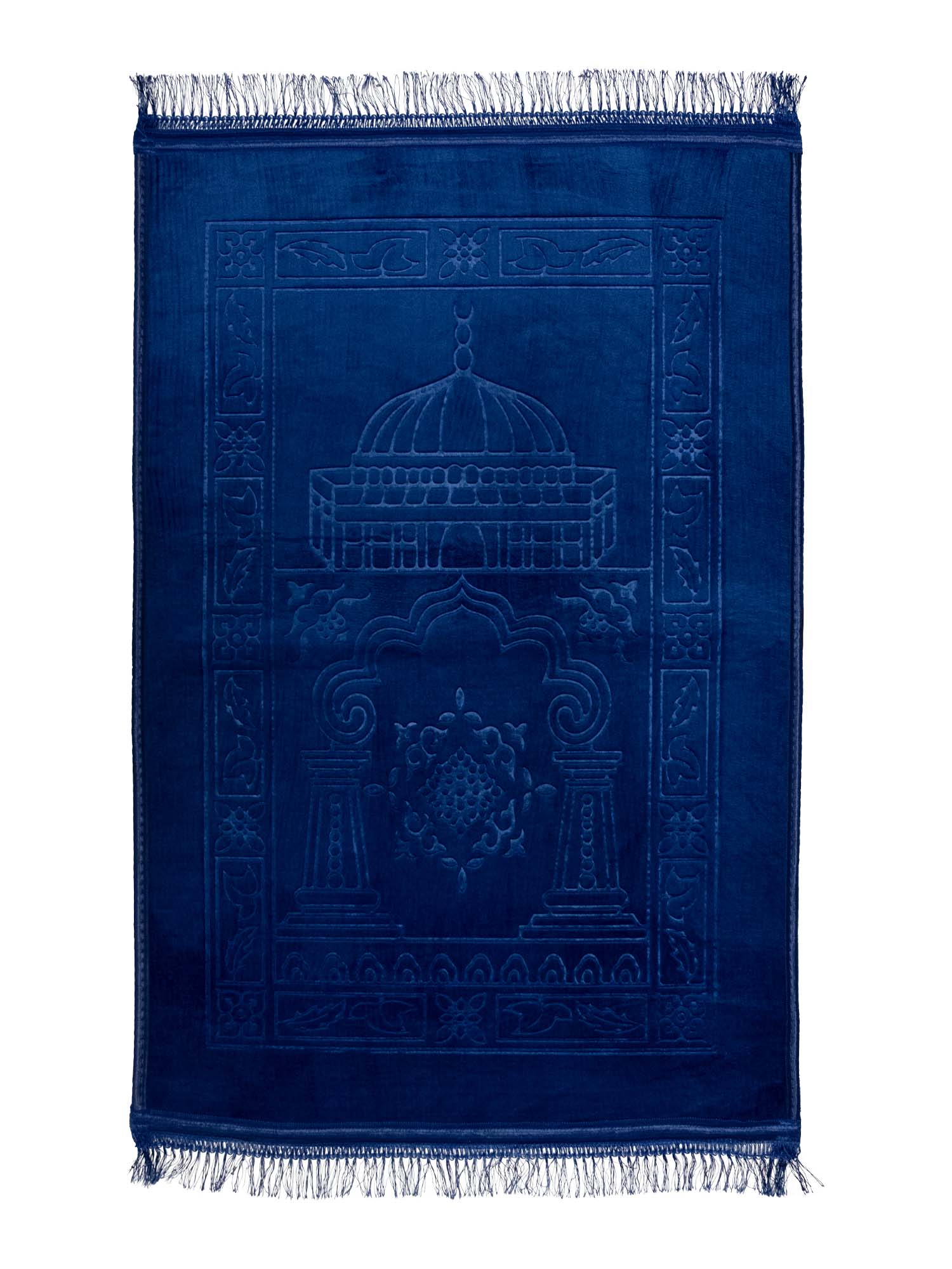 Navy large velvet prayer mat, full view