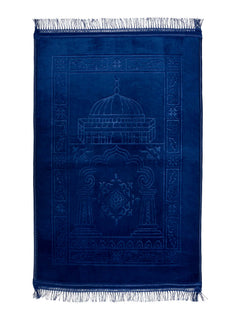 Navy large velvet prayer mat, full view