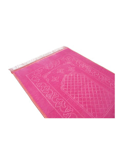 Pink large velvet prayer mat surface detail