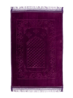 Purple large velvet prayer mat, full view