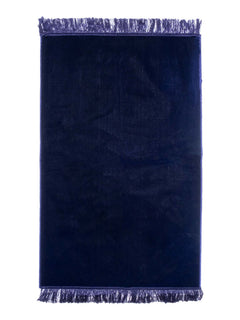 Navy plain velvet prayer mat, full view