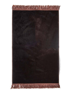 Brown plain velvet prayer mat, full view