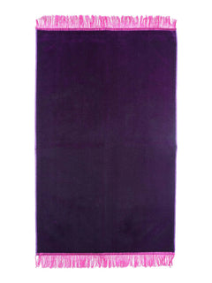 Purple plain velvet prayer mat, full view