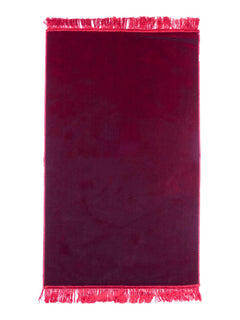 Red plain velvet prayer mat, full view