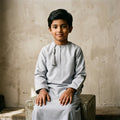 Islamic Impressions Boy's Omani Tassel Thobe - Platinum Grey thumbnail