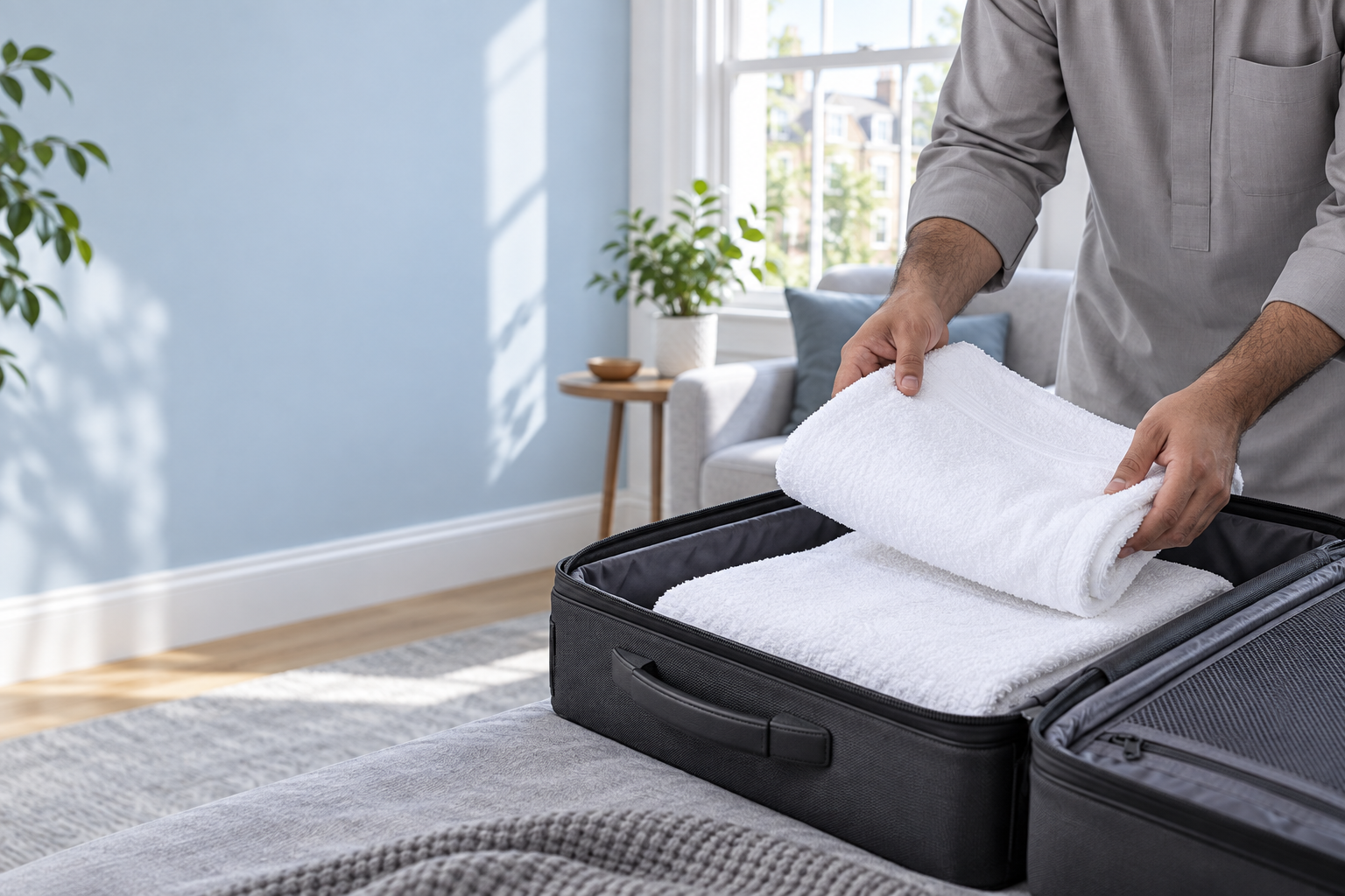 Clothing and travel essentials prepared for pilgrimage