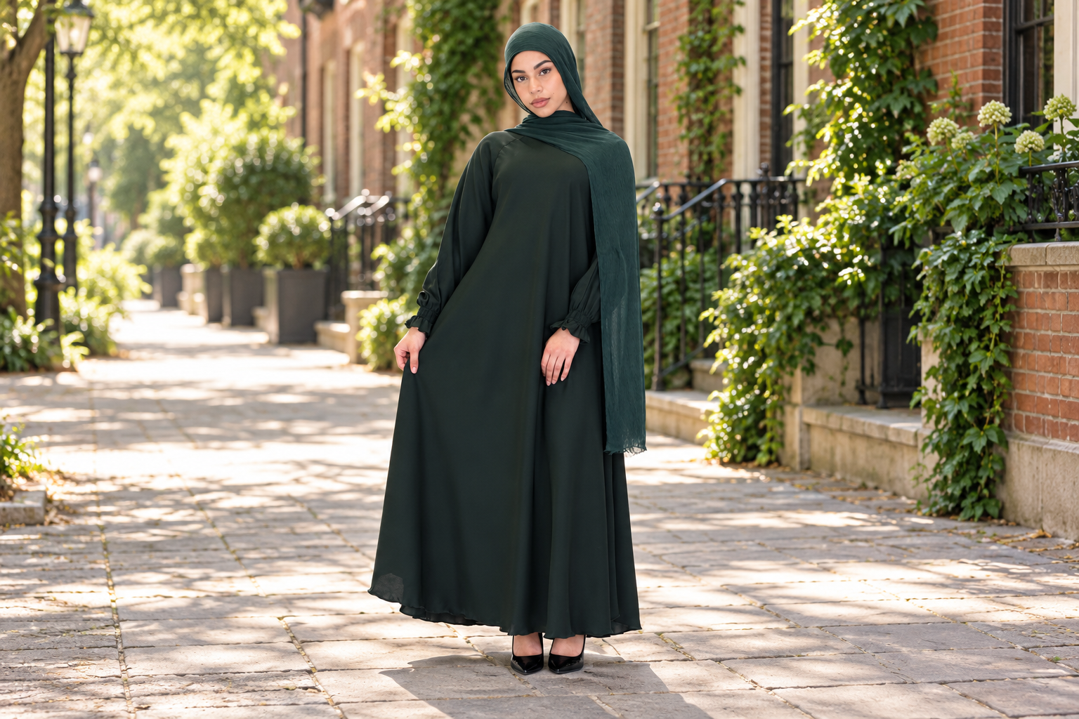 Side Zip Abaya · Green