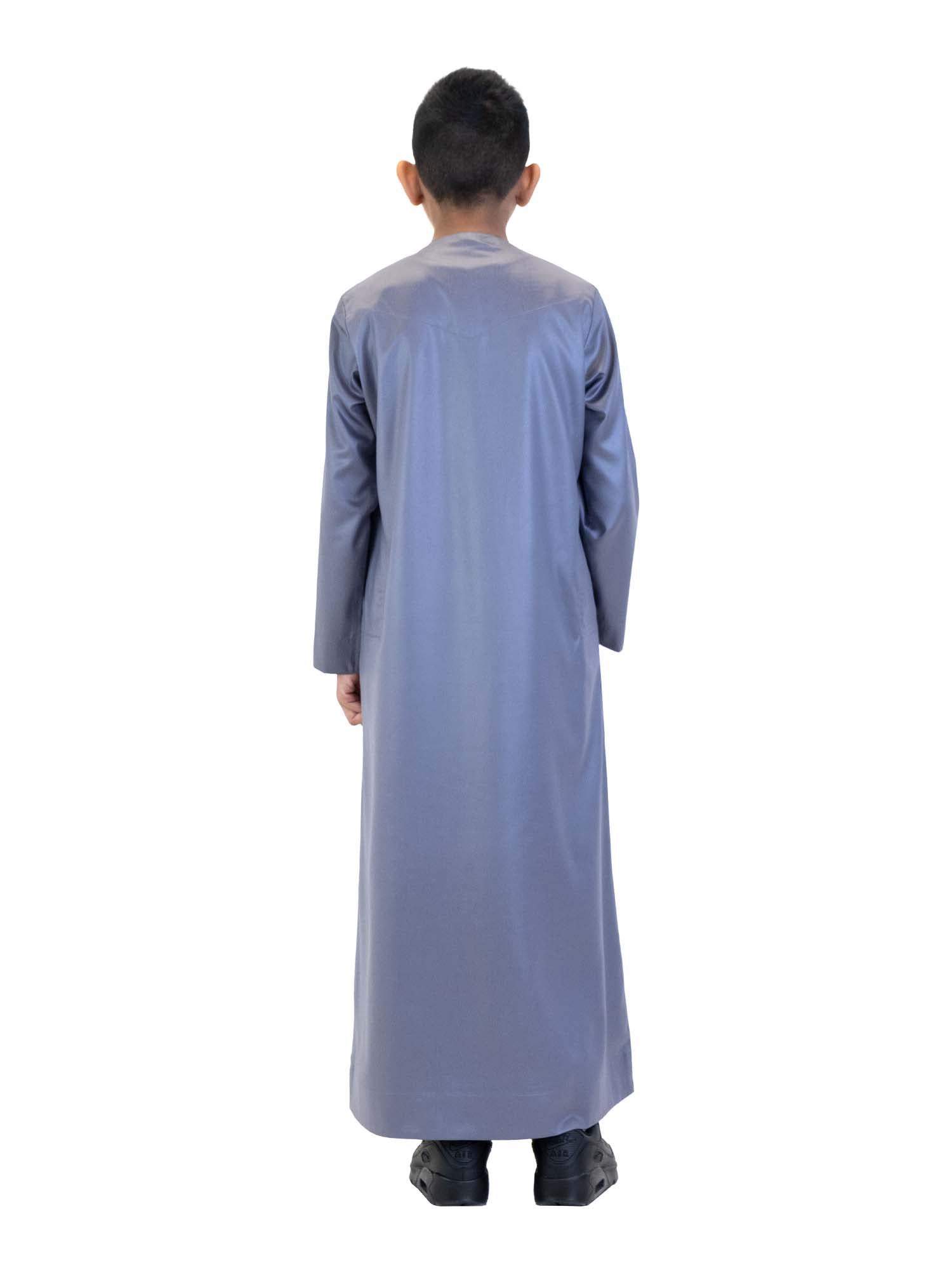 Islamic Impressions Boy's Silky Thobe in Grey — Studio view