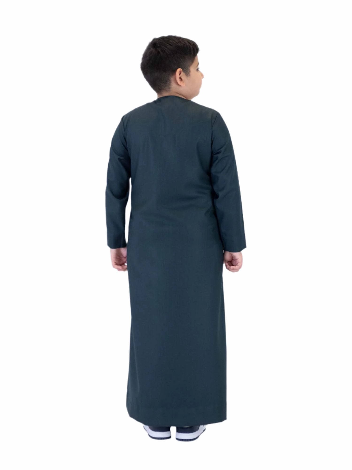 Islamic Impressions Boy's Omani Tassel Thobe in Dark Turquoise — Studio view