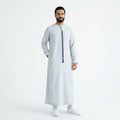 ثوب عماني انطباعات إسلامية مع شرابة - كم طويل - Light Blue thumbnail