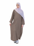 Nida One Button Abaya With Pocket - Mocha generated preview thumbnail 1